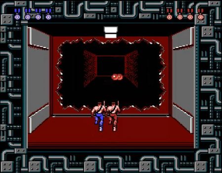 Contra - Ação cooperativa, alienígenas bizarros e heróis bombados no Nintendo 8 bits. Contra-dois-jogadores2-jogoveio-449x350