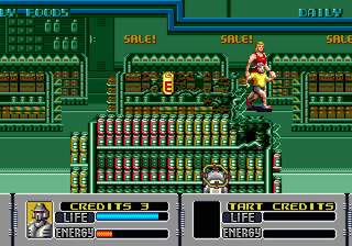 Galeria de tiro dentro de um estabelecimento — Alien Storm (Mega Drive)