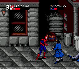 Homem-Aranha enfrenta um inimigo no beco — Spider-Man / Venom: Maximum Carnage (Mega Drive)
