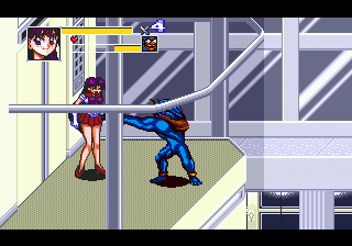 Sailor enfrenta um inimigo no elevador — Bishōjo Senshi Sailor Moon (Mega Drive)