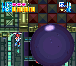 Buster atravessa uma sala com gravidade invertida — SNES