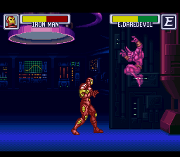 Cena de Marvel Super Heroes in War of the Gems na versão Super Nintendo (SNES)
