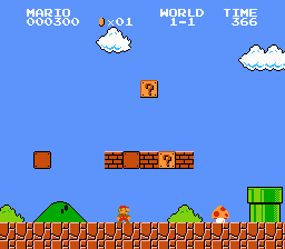 Cena de Super Mario Bros. na versão NES