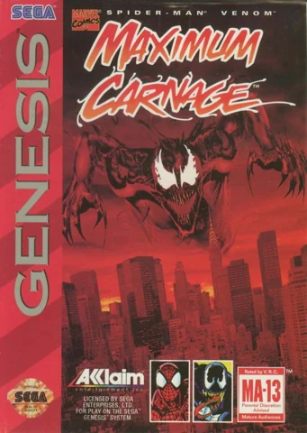 Capa de Spider-Man / Venom: Maximum Carnage — Mega Drive