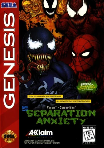 Capa de Venom • Spider-Man: Separation Anxiety — Mega Drive