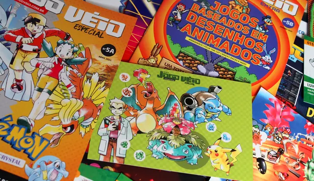 Revistas impressas do Jogo Véio com jogos e personagens clássicos