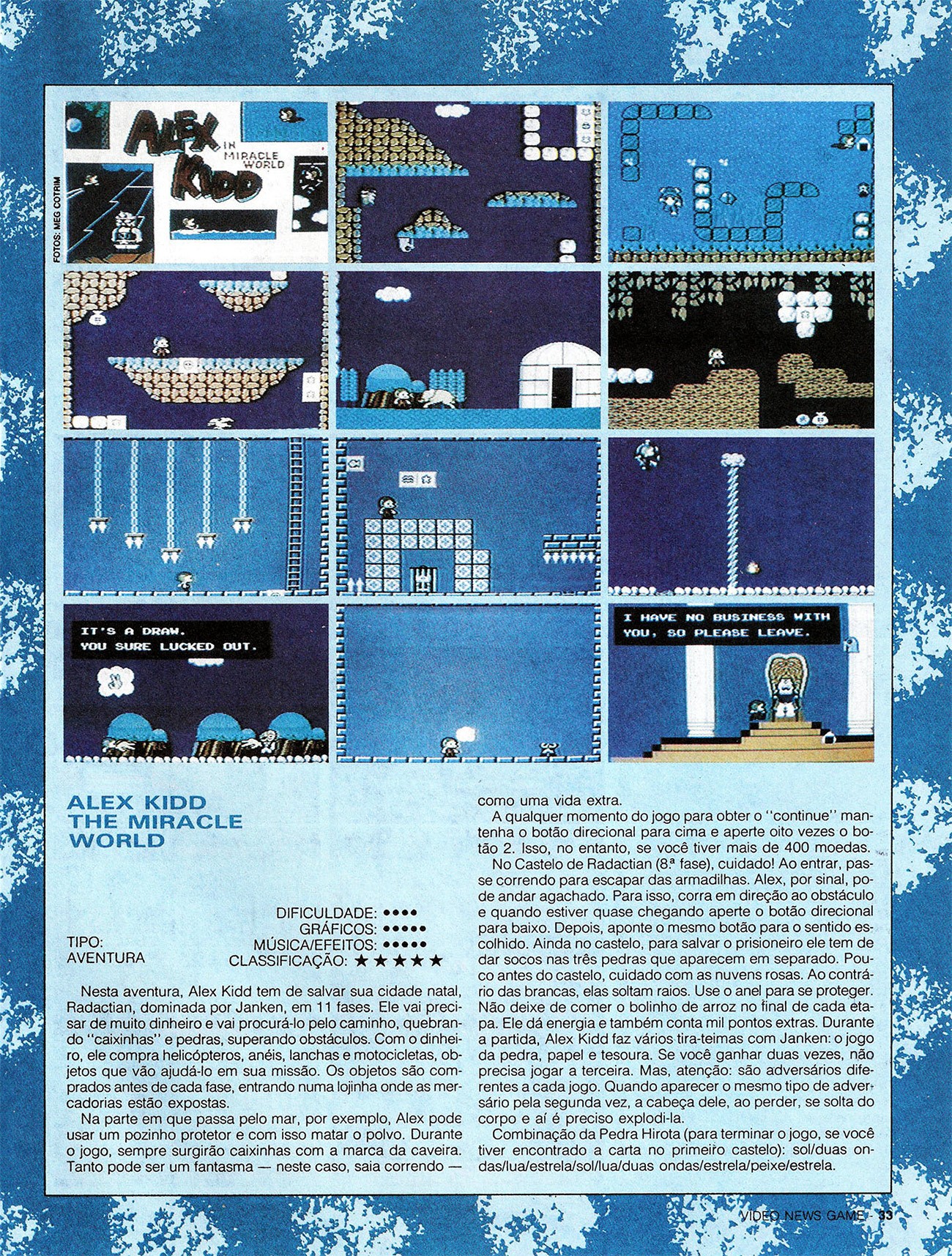 Alex kidd na revista Videogame