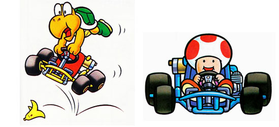 Koopa Troopa e Toad em Super Mario Kart