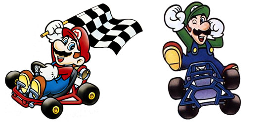 Mario e Luigi em Super Mario Kart