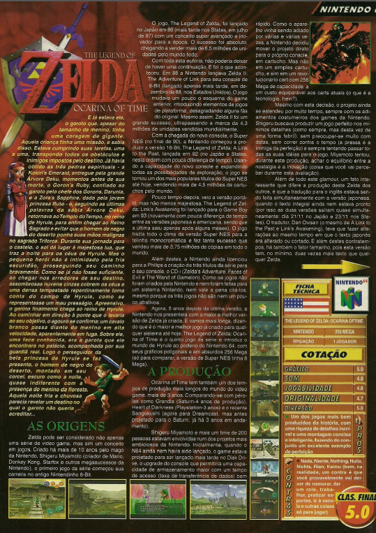 The Legend of Zelda: Ocarina of Time nas revistas clássicas