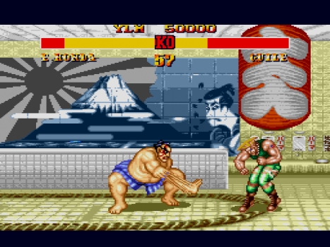 Pilão do Zangief subindo as telas no Street Fighter 2' de