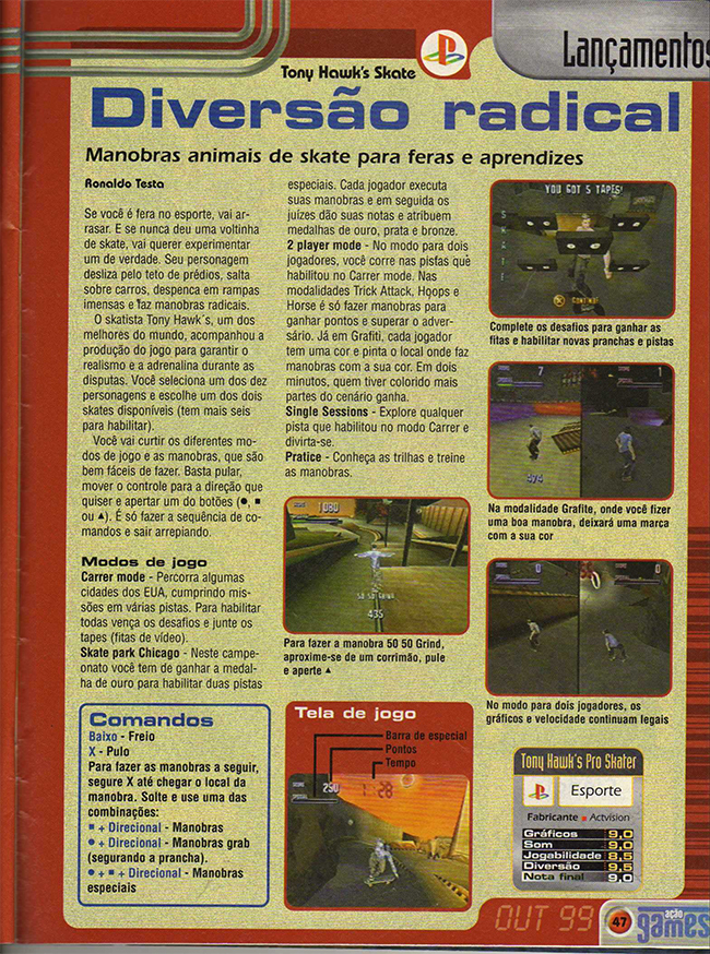 Tony Hawk's Pro Skater nas revistas de videogame