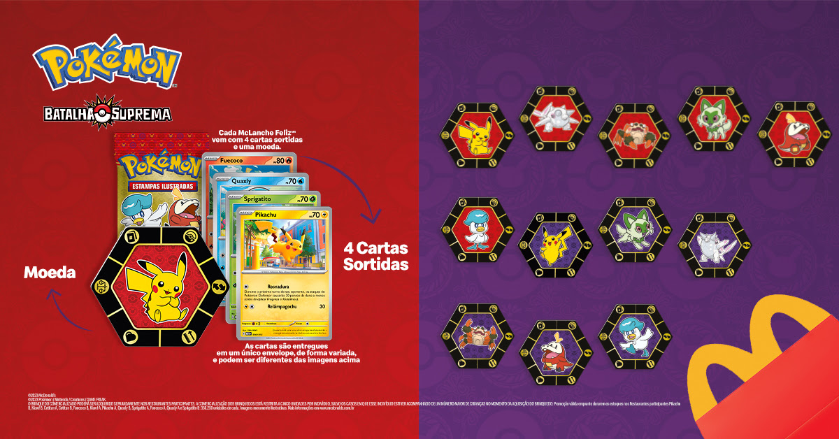 Pokémon Batalha Suprema é tema do McLanche Feliz em janeiro de